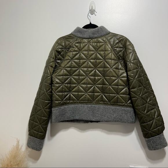 GARBE LUXE Catherine Puffer Cropped Quilted Jacket Size L Army Green - Picture 6 of 13